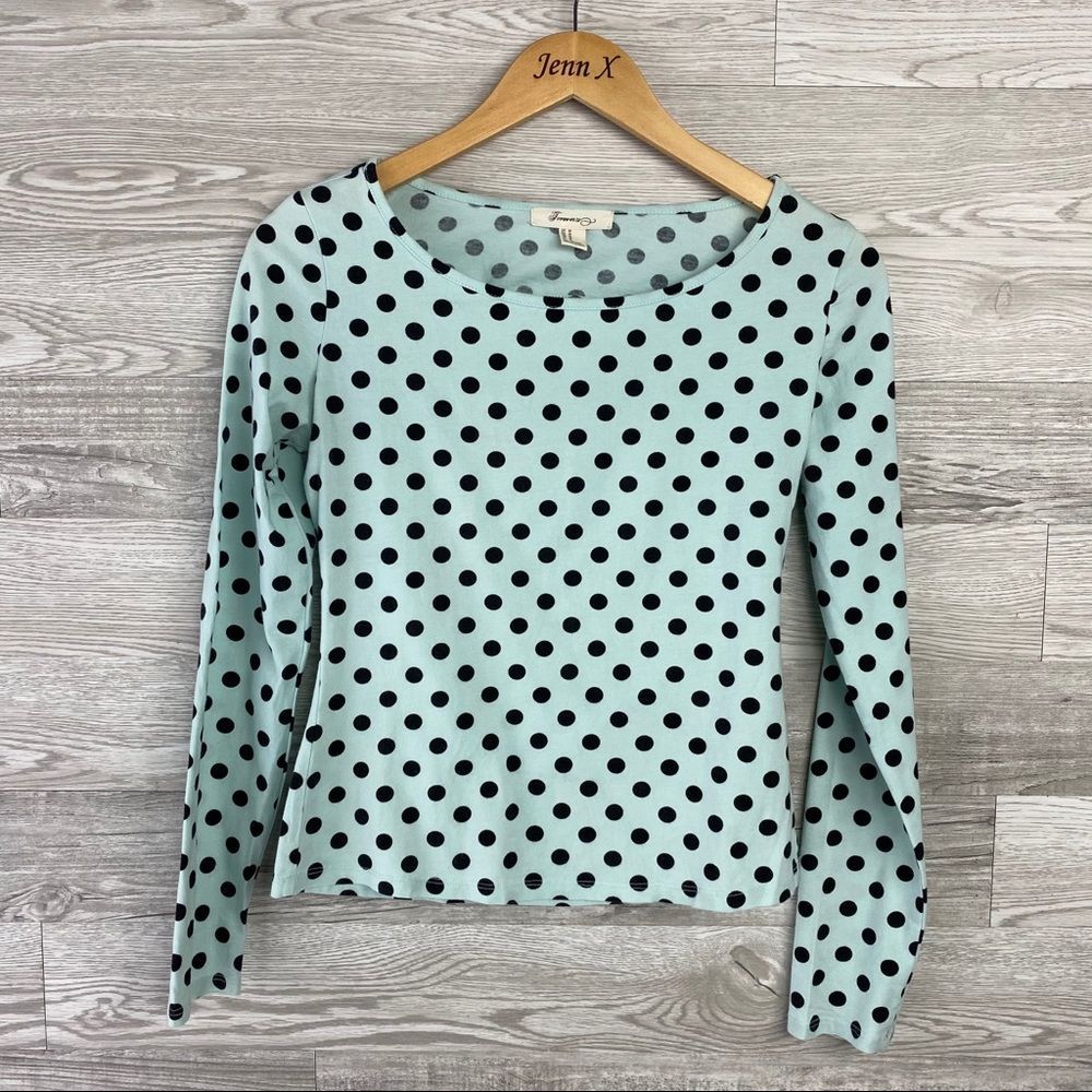 Forever21 Mint Polkadot Longsleeve Open Back Shirt